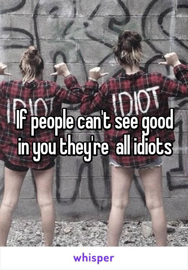 If people can't see good in you they're  all idiots