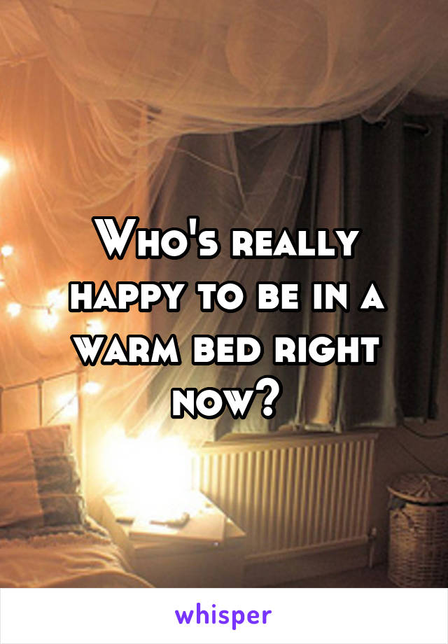 Who's really happy to be in a warm bed right now?