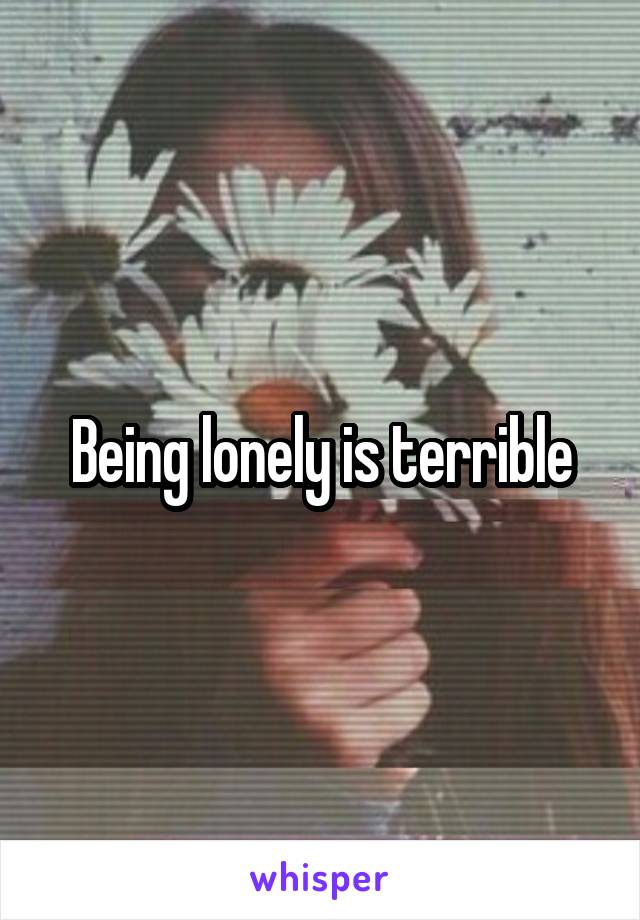 Being lonely is terrible