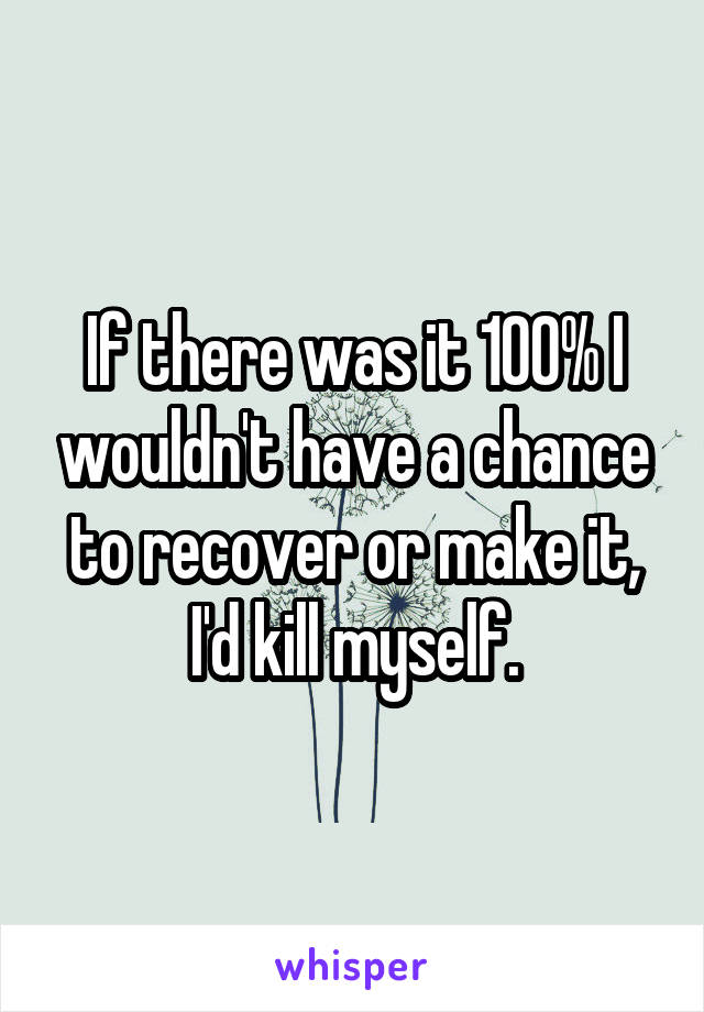 If there was it 100% I wouldn't have a chance to recover or make it, I'd kill myself.