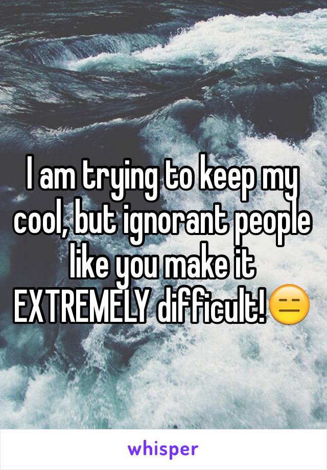 I am trying to keep my cool, but ignorant people like you make it EXTREMELY difficult!😑