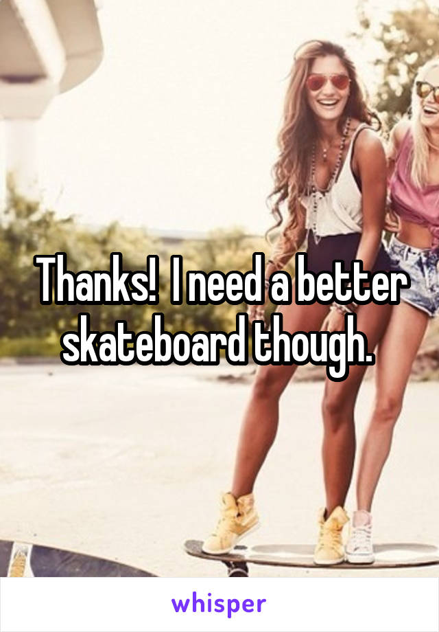 Thanks!  I need a better skateboard though. 