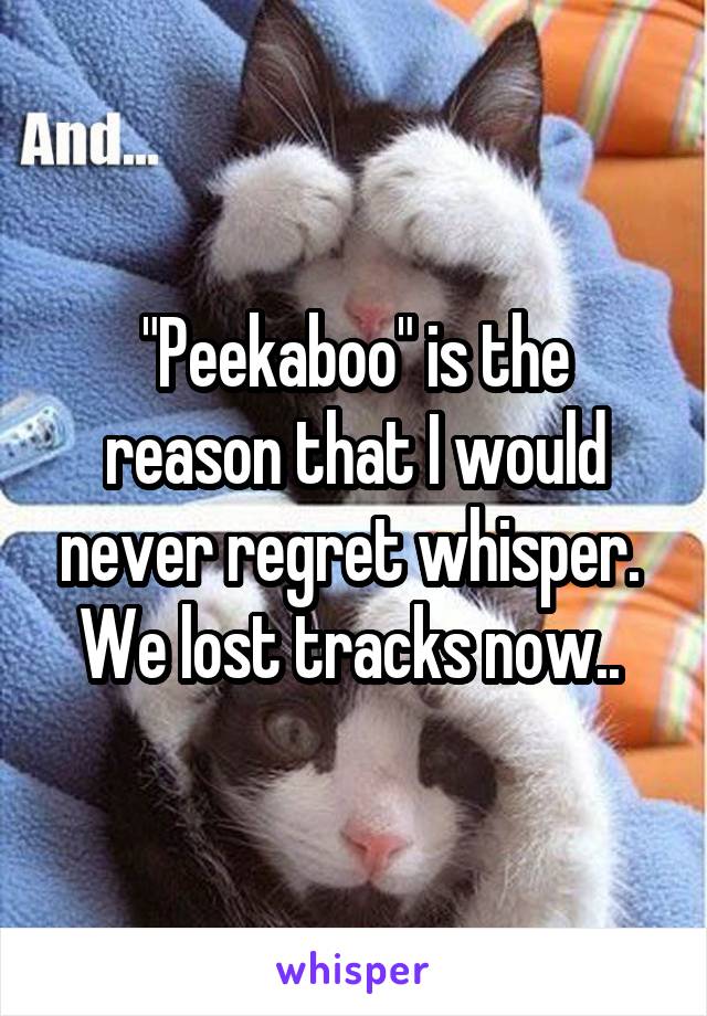 "Peekaboo" is the reason that I would never regret whisper. 
We lost tracks now.. 