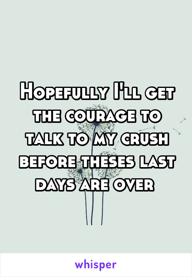 Hopefully I'll get the courage to talk to my crush before theses last days are over 