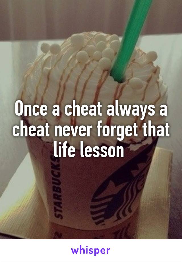 Once a cheat always a cheat never forget that life lesson 