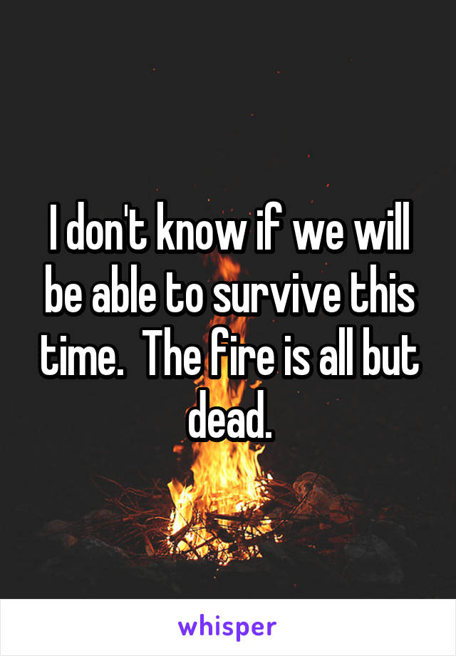 I don't know if we will be able to survive this time.  The fire is all but dead.