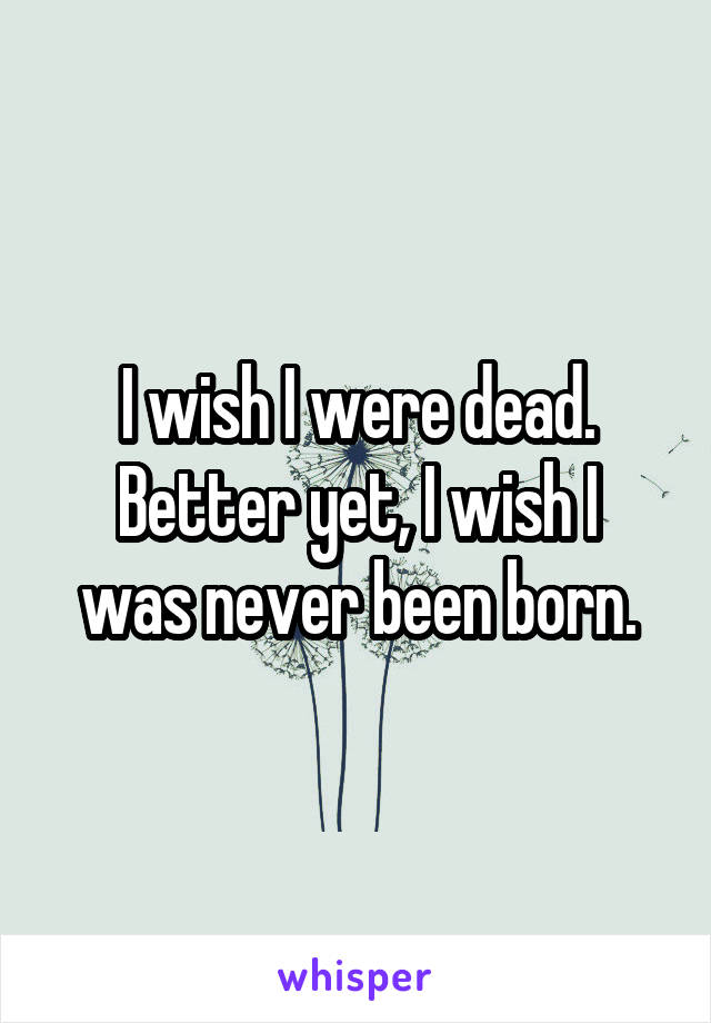 I wish I were dead.
Better yet, I wish I was never been born.