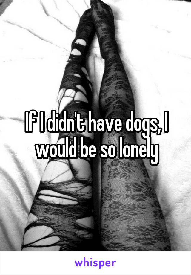 If I didn't have dogs, I would be so lonely