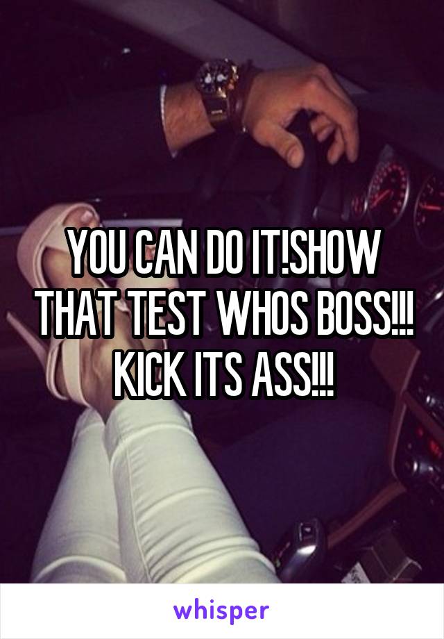 YOU CAN DO IT!SHOW THAT TEST WHOS BOSS!!! KICK ITS ASS!!!