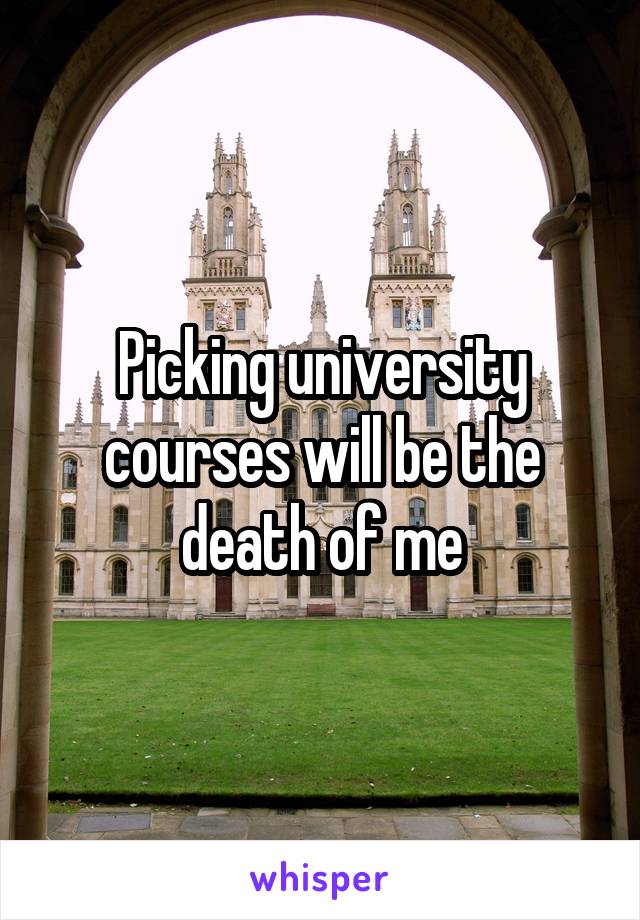 Picking university courses will be the death of me