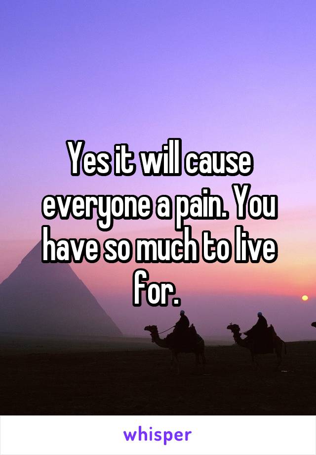 Yes it will cause everyone a pain. You have so much to live for. 