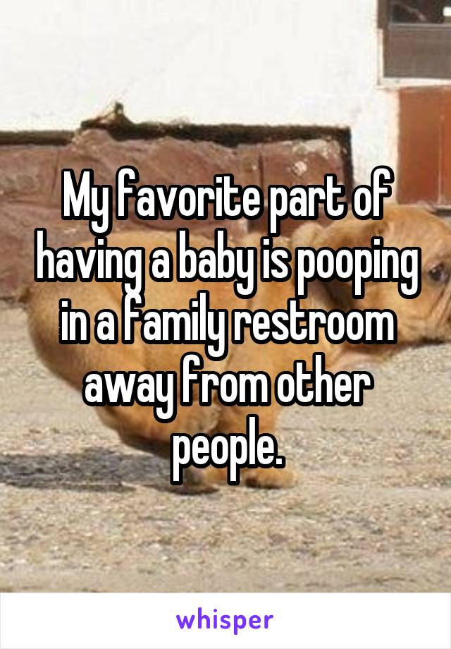 My favorite part of having a baby is pooping in a family restroom away from other people.