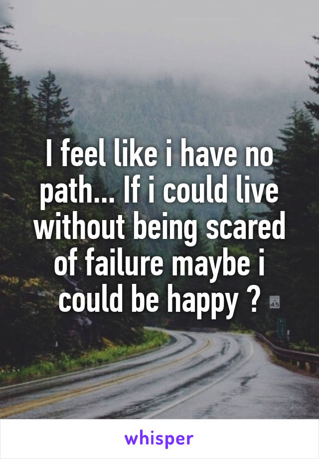 I feel like i have no path... If i could live without being scared of failure maybe i could be happy ?