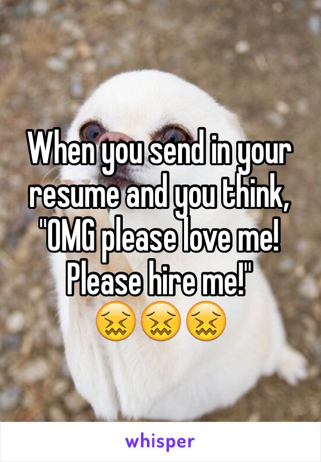 When you send in your resume and you think, "OMG please love me! Please hire me!" 
😖😖😖