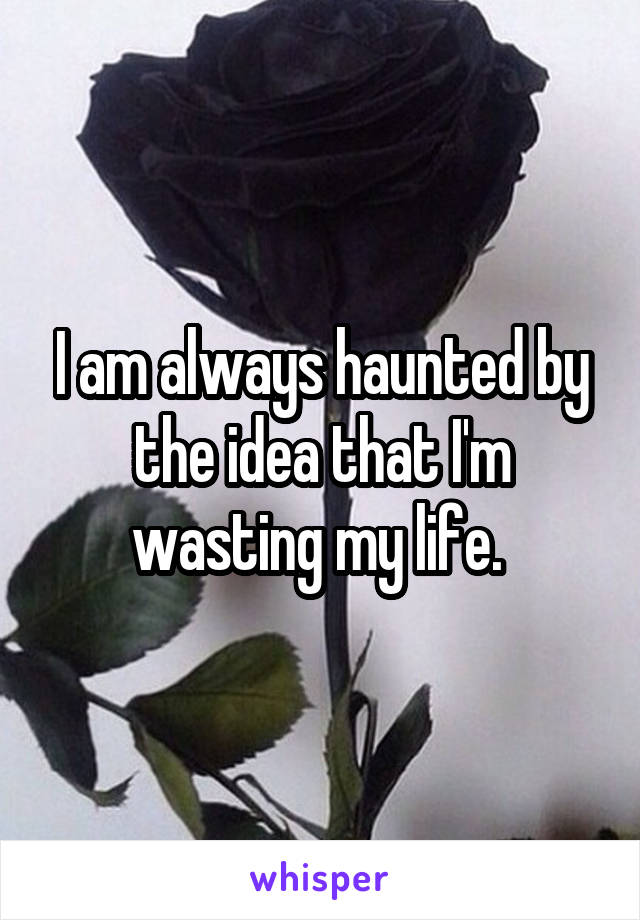 I am always haunted by the idea that I'm wasting my life. 