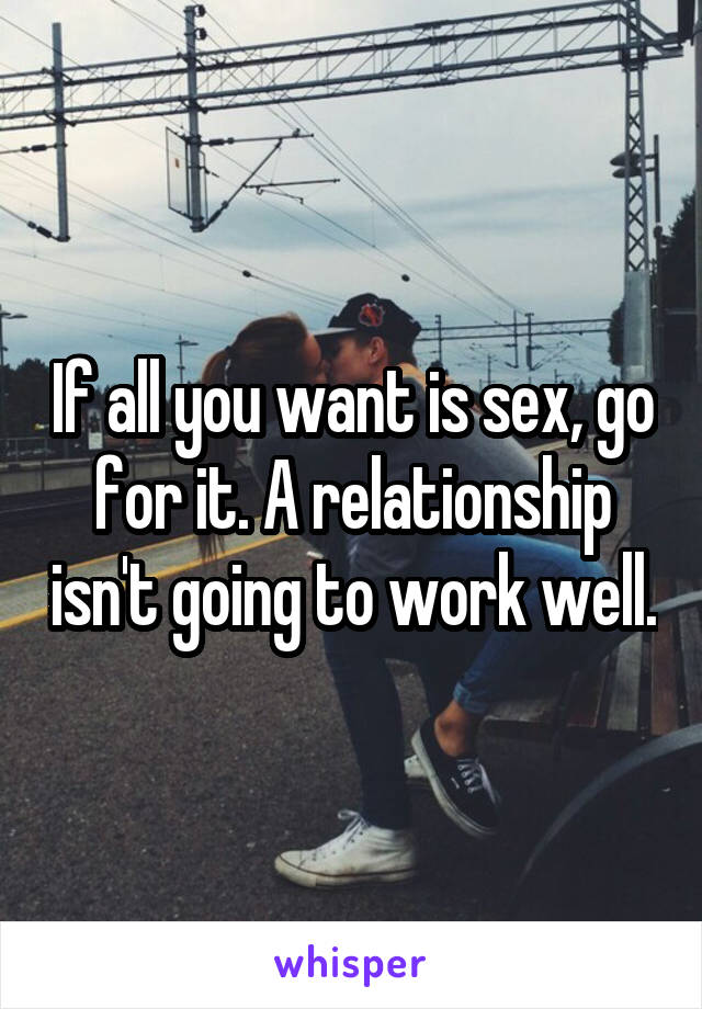 If all you want is sex, go for it. A relationship isn't going to work well.