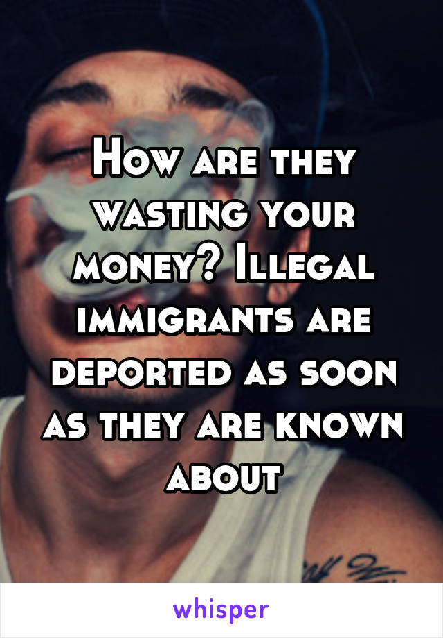 How are they wasting your money? Illegal immigrants are deported as soon as they are known about