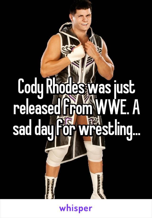 Cody Rhodes was just released from WWE. A sad day for wrestling...