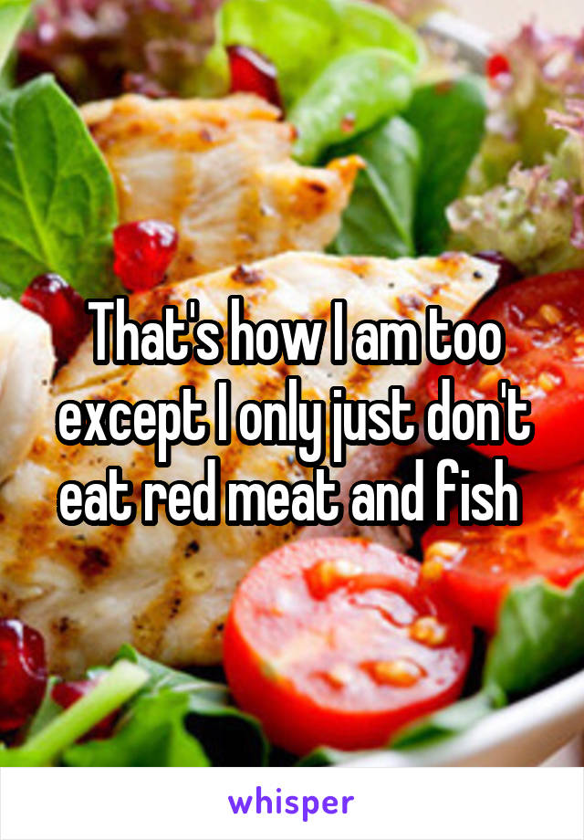 That's how I am too except I only just don't eat red meat and fish 