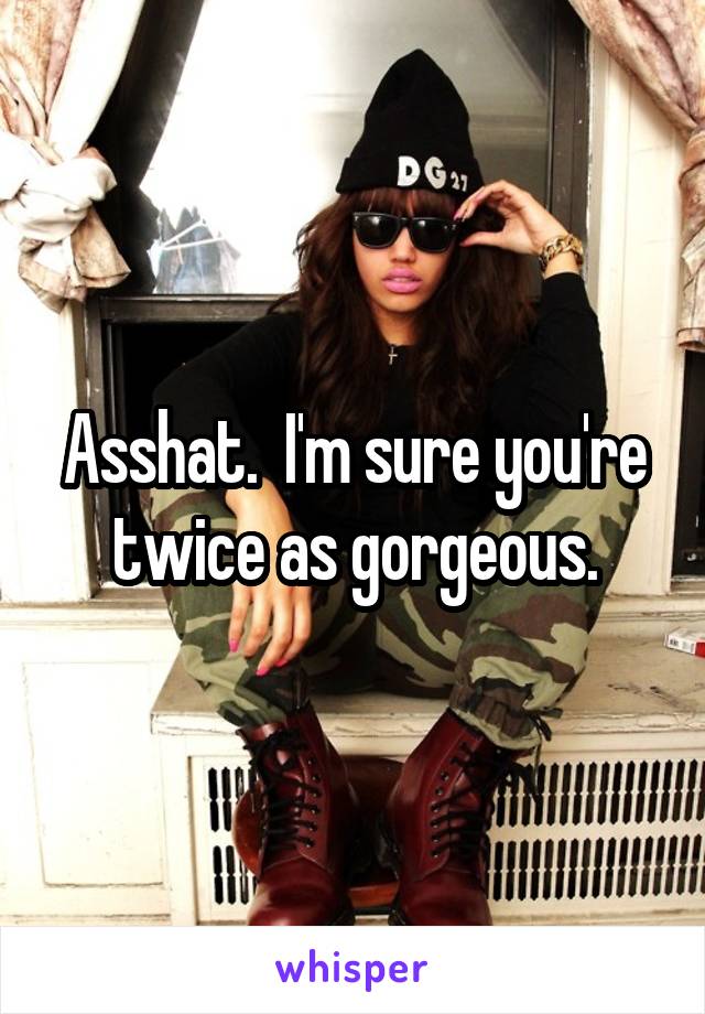 Asshat.  I'm sure you're twice as gorgeous.