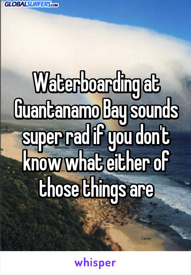 Waterboarding at Guantanamo Bay sounds super rad if you don't know what either of those things are