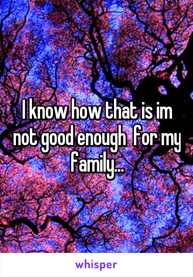 I know how that is im not good enough  for my family...