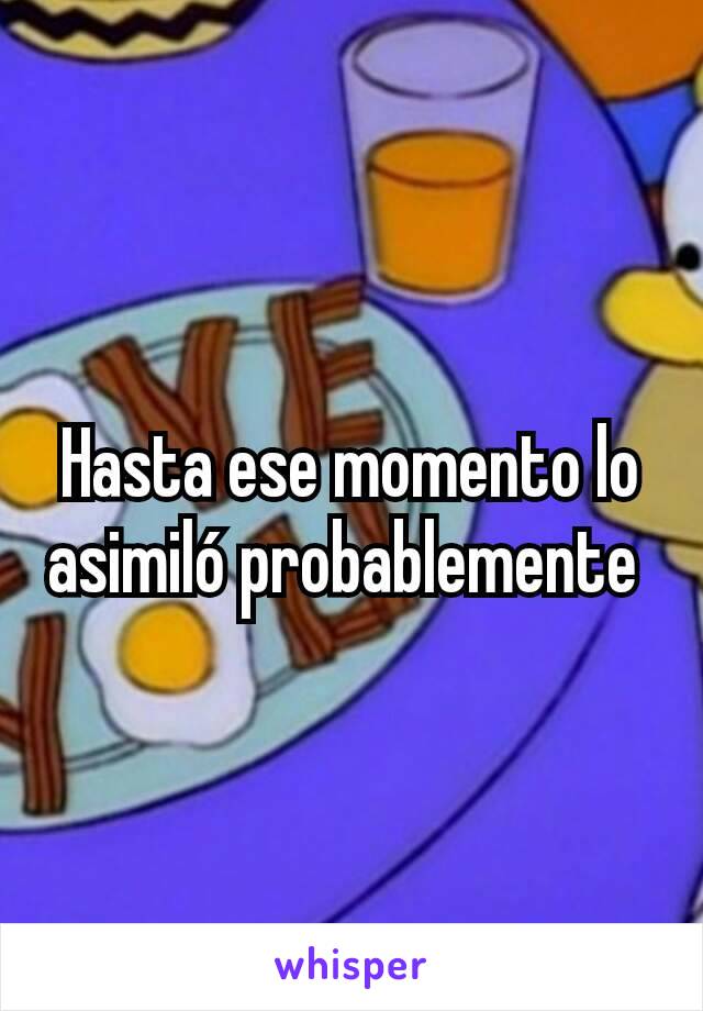 Hasta ese momento lo asimiló probablemente 