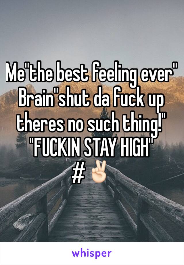 Me"the best feeling ever"
Brain"shut da fuck up theres no such thing!"
"FUCKIN STAY HIGH"
#✌🏻️