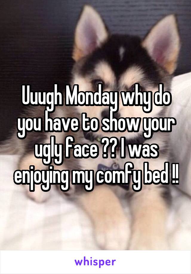 Uuugh Monday why do you have to show your ugly face ?? I was enjoying my comfy bed !!