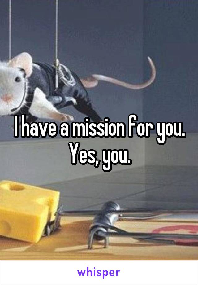 I have a mission for you.
Yes, you.