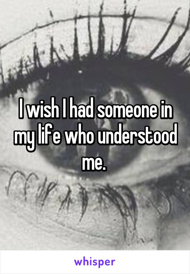 I wish I had someone in my life who understood me. 