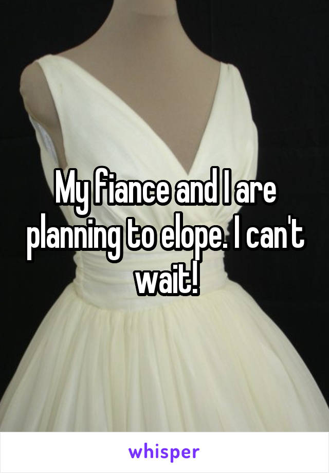 My fiance and I are planning to elope. I can't wait!