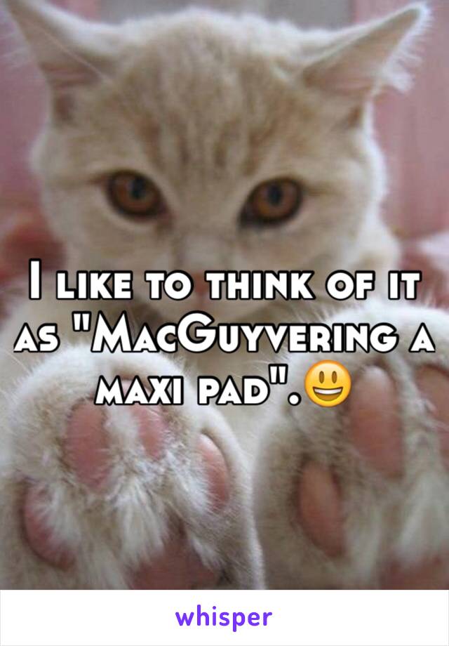 I like to think of it as "MacGuyvering a maxi pad".😃
