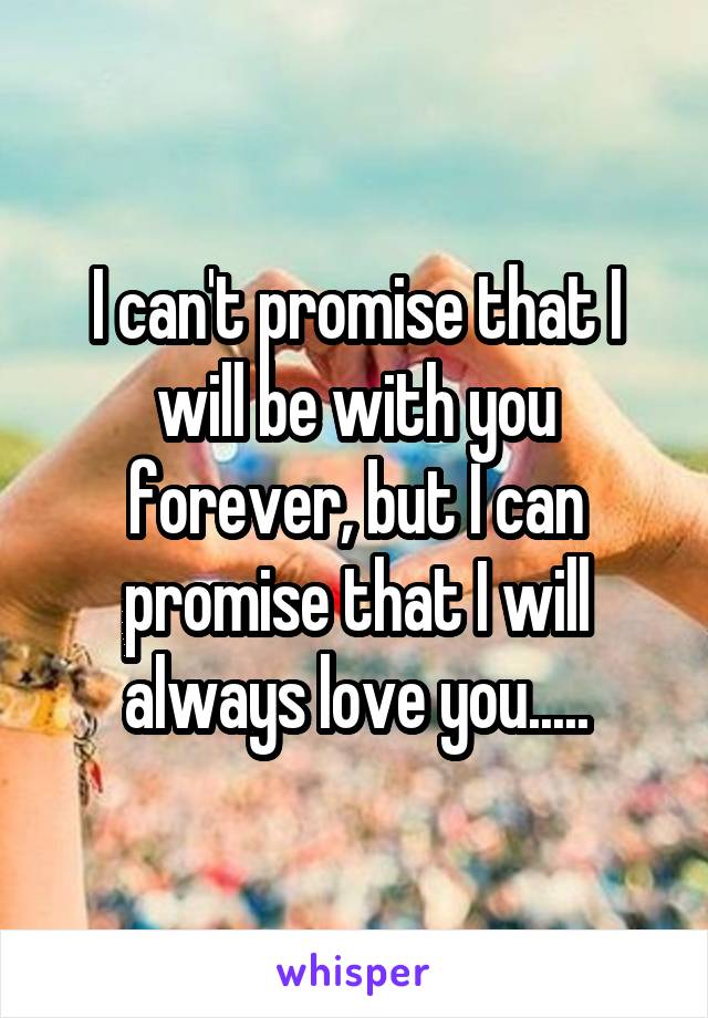 I can't promise that I will be with you forever, but I can promise that I will always love you.....