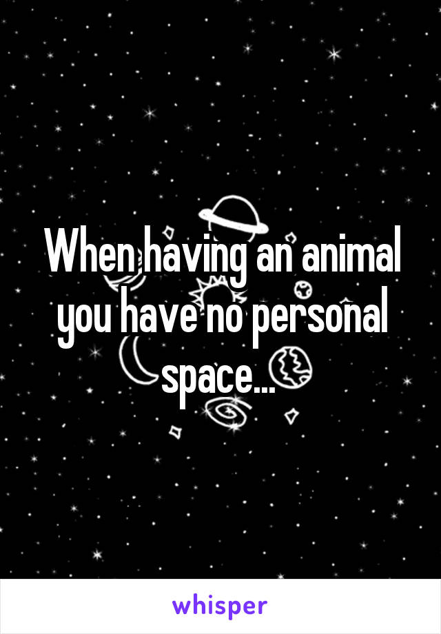 When having an animal you have no personal space... 