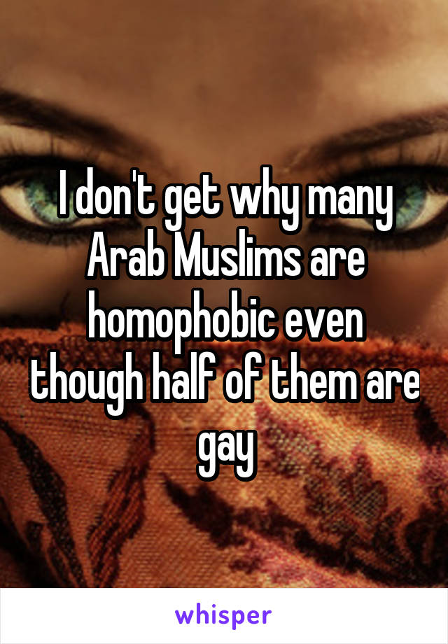 I don't get why many Arab Muslims are homophobic even though half of them are gay