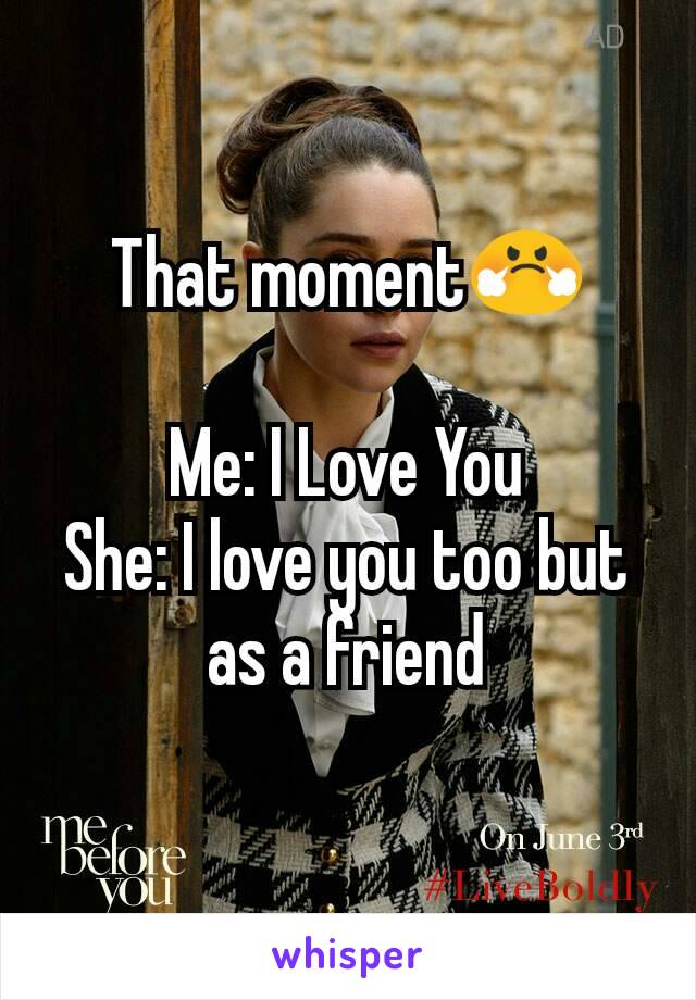 That moment😤

Me: I Love You
She: I love you too but as a friend