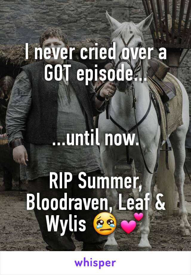 I never cried over a GOT episode...


...until now.

RIP Summer, Bloodraven, Leaf & Wylis 😢💕