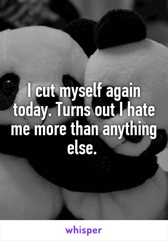 I cut myself again today. Turns out I hate me more than anything else. 
