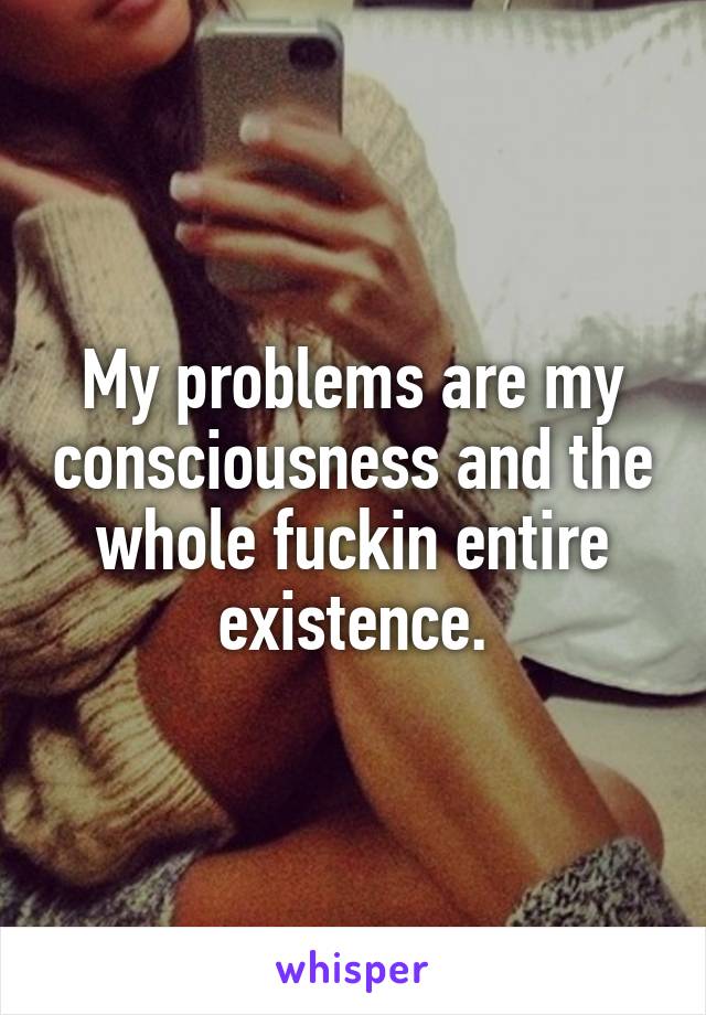 My problems are my consciousness and the whole fuckin entire existence.