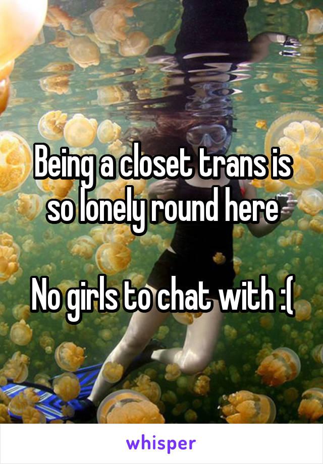 Being a closet trans is so lonely round here

No girls to chat with :(