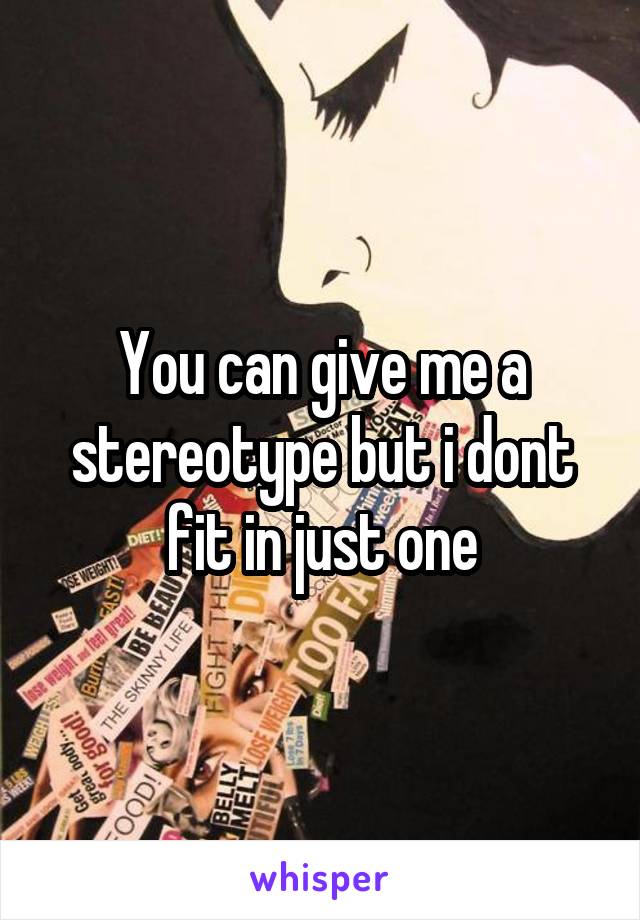 You can give me a stereotype but i dont fit in just one