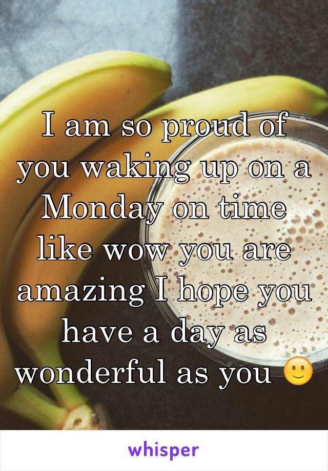 I am so proud of you waking up on a Monday on time like wow you are amazing I hope you have a day as wonderful as you 🙂