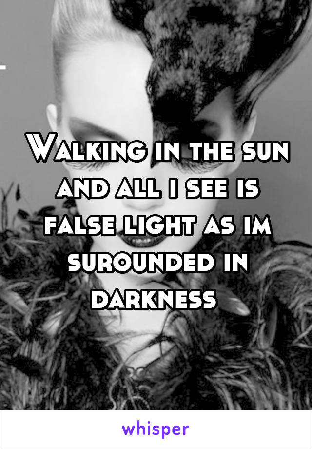 Walking in the sun and all i see is false light as im surounded in darkness 