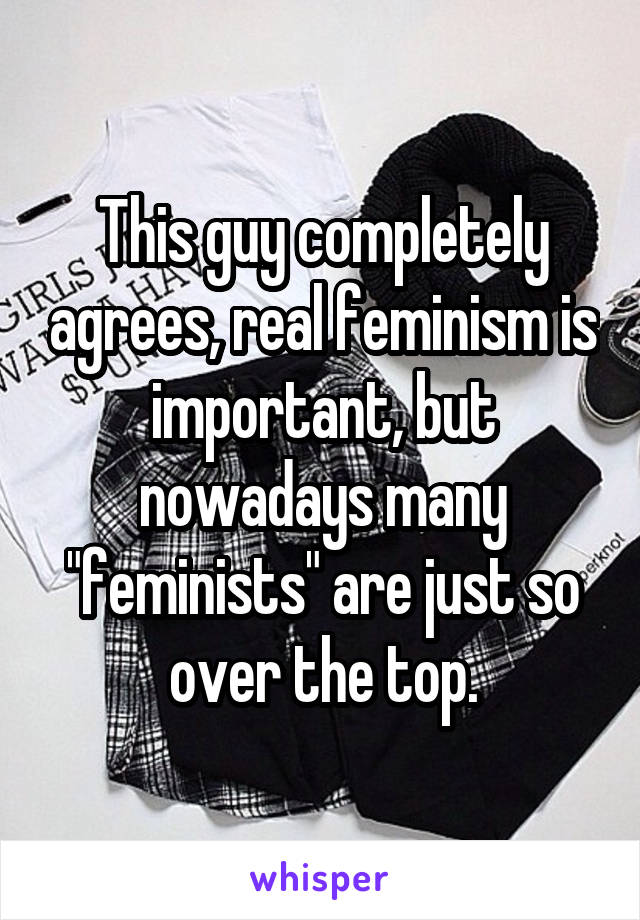 This guy completely agrees, real feminism is important, but nowadays many "feminists" are just so over the top.