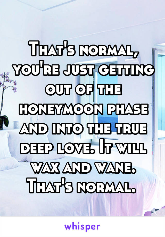 That's normal, you're just getting out of the honeymoon phase and into the true deep love. It will wax and wane. That's normal. 