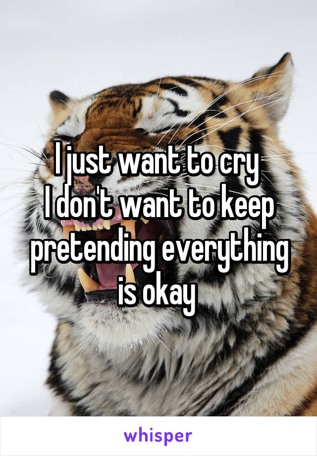 I just want to cry 
I don't want to keep pretending everything is okay 