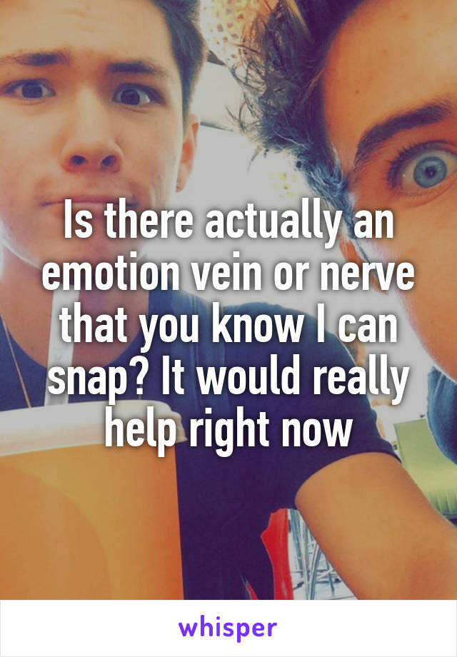 Is there actually an emotion vein or nerve that you know I can snap? It would really help right now