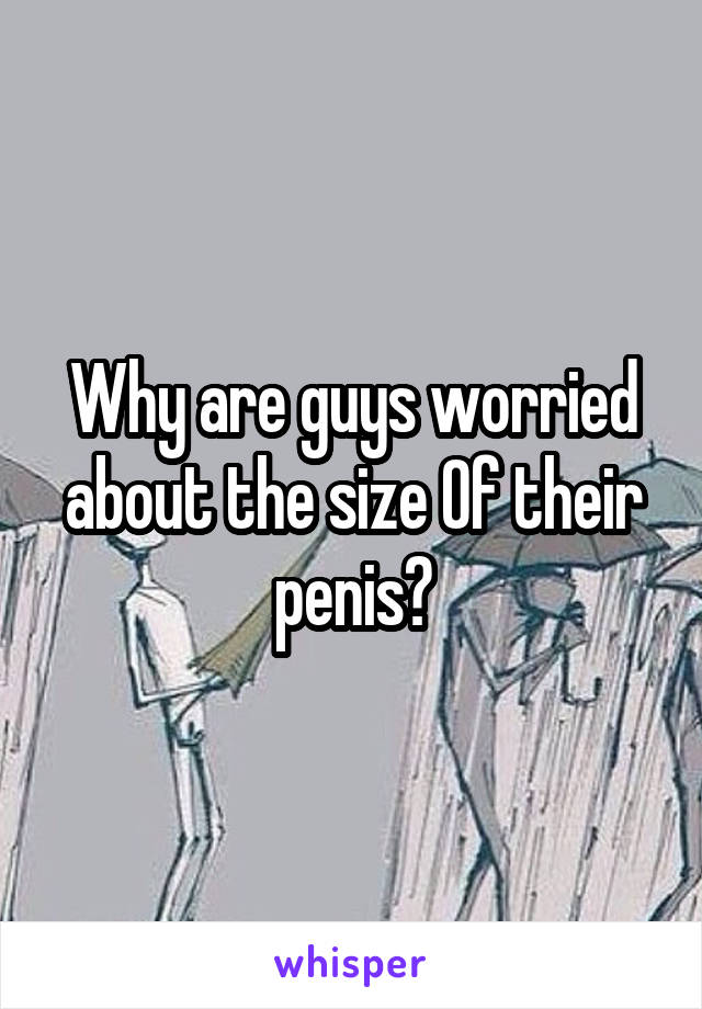 Why are guys worried about the size Of their penis?