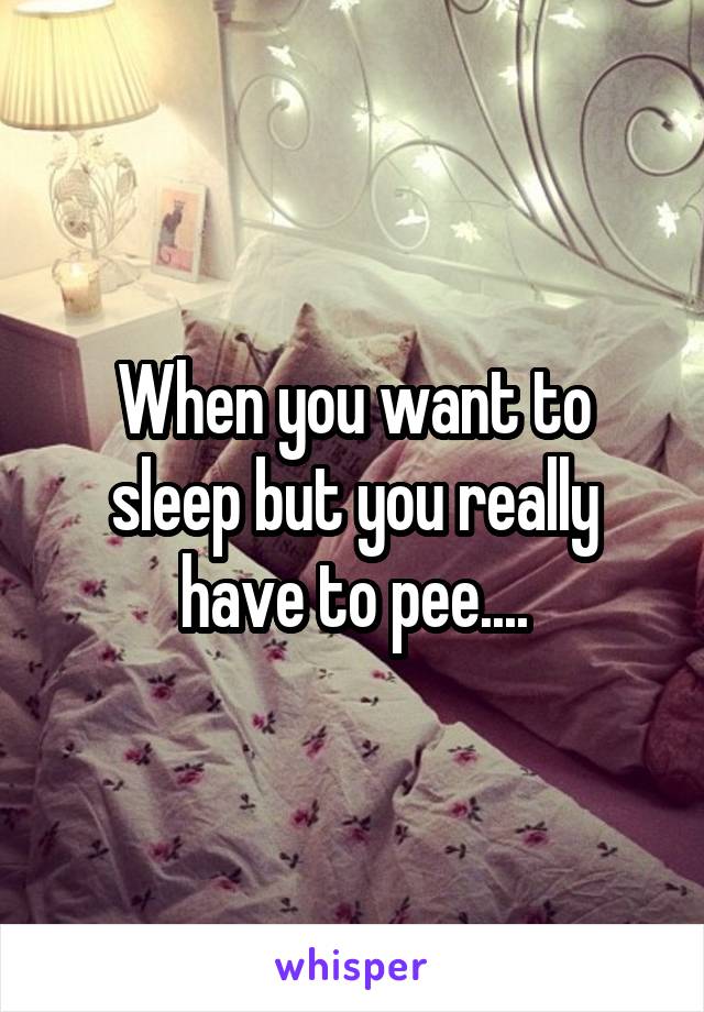 When you want to sleep but you really have to pee....